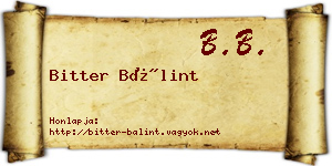 Bitter Bálint névjegykártya
